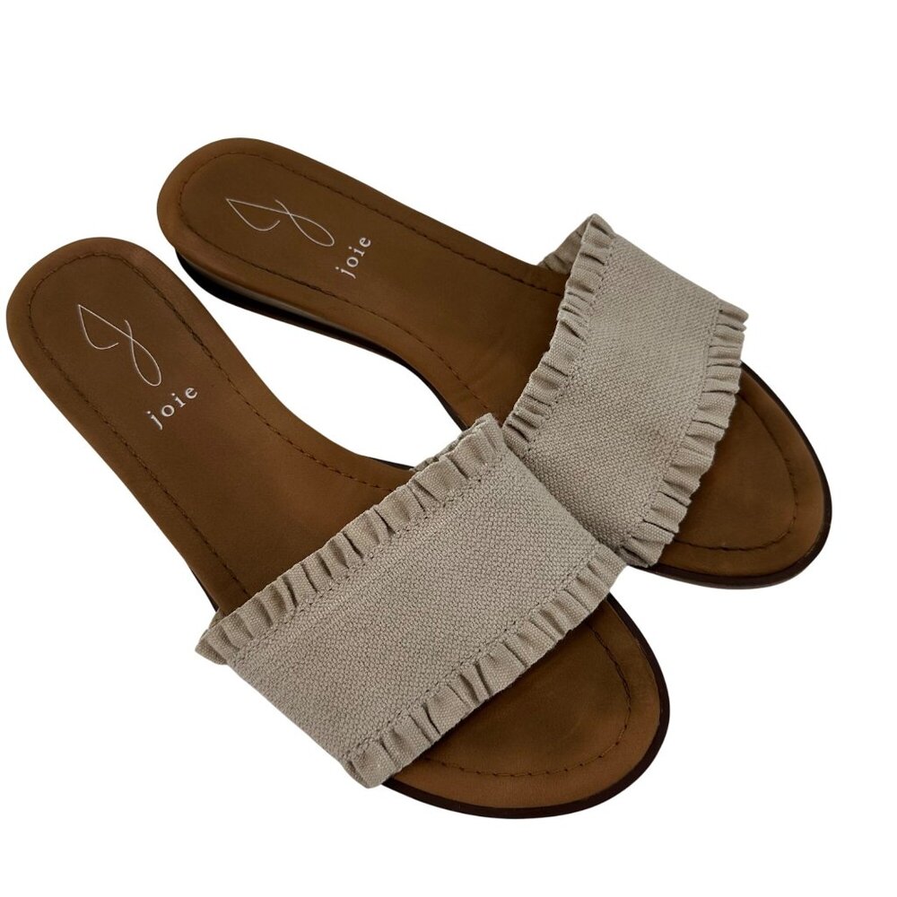 Joie Womens Beige Ruffle Slide Sandals Size 8.5M - Picture 2 of 6